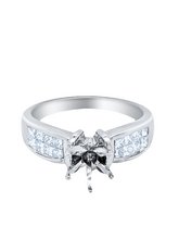14K White Gold Princess Cut Diamond Semi-Mount Engagement Ring (0.75 ct)